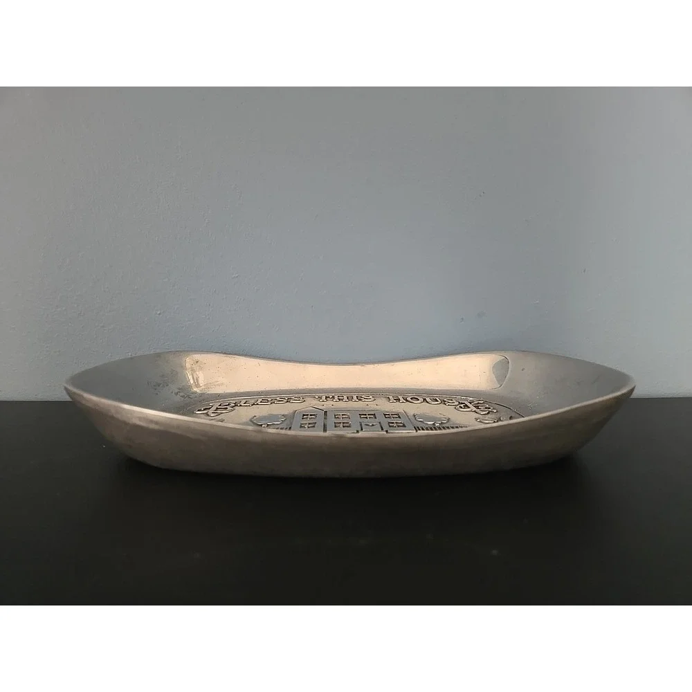 Vintage WILTON Pewter Bless This‎ House Tray Dish Plate Made in USA